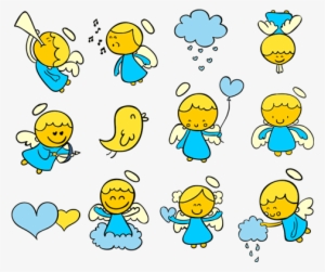 Vinilo Decorativo Infantil Kit De Angelitos Y Pájaros - Vinilos De Angelitos #3547092