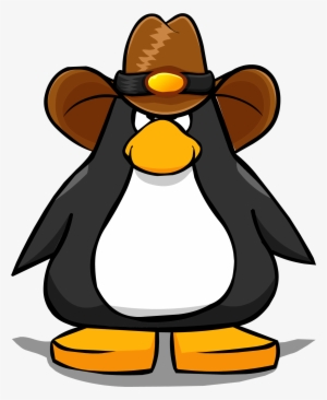 Brown Cowboy Hat From A Player Card Paper - Penguin With Hard Hat #3547539