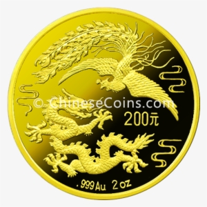 China 1990 2oz Gold Dragon Phoenix Coin Rev - Dragon Phoenix Gold Coin #3549613