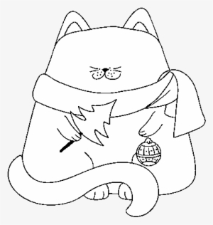 Dibujo De Gato Con Adornos Navideños Para Colorear - Disegni Natalizi Gatto #3550163