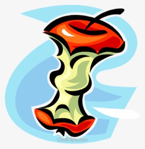 Apple Core Royalty Free Vector Clip Art Illustration - Как Нарисовать Огрызок Яблоко #3552213
