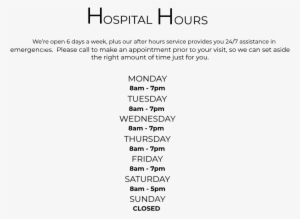 Hours - Malagavet Veterinary Hospital #3552474