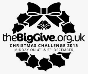 Centred Wreath, Black, Full Tagline - Big Give Christmas Challenge 2018 #3559782