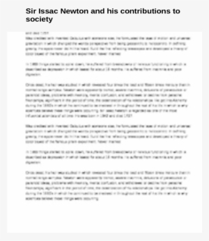 Sir Issac Newton And His Contributions To Societyby - Zundapp Ks750 #3560308