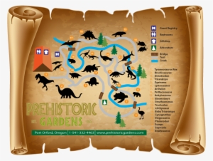 Prehistoric Gardens Park Map On Scroll Image - Port Orford Prehistoric Gardens Oregon Coast #3563248