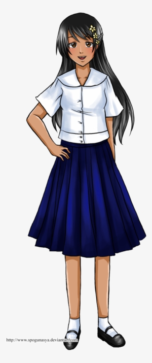 Picture Transparent Library Collar Drawing Anime Uniform - Girl In Philippine School Uniform #3564437