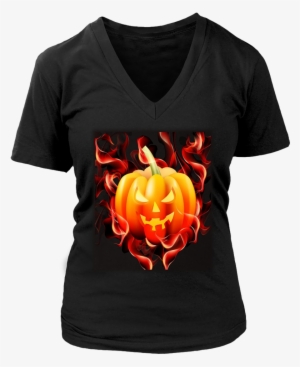 Flaming Pumpkin Halloween T-shirt Jackolantern Scary #3566189