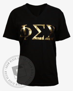 Phi Sigma Sigma Gold Greek Letters Vneck Tshirt - Active Shirt #3568594
