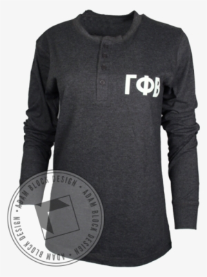 Gamma Phi Beta Crest Long Sleeve Henley - T-shirt #3571315