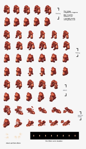 Fire Sandman - Fire Monster Sprite Sheet #3575019