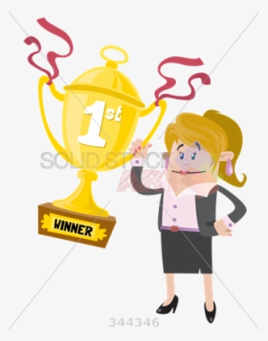 Stock Illustration Of Cartoon Caucasian Business Woman - Win First Prize #3575800