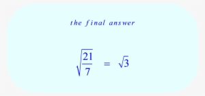 Square Root Of 21 Divided By Square Root Of - Evaluate Math #3584897