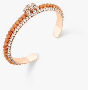 Pink Bead, Rose Cut And Micro-set Diamond Bangle - Body Jewelry #3592924