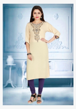 Indijoy Women's Rayon Straight Kurti With Embroidery-off - Embroidery #3593565