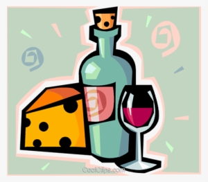Wine And Cheese Royalty Free Vector Clip Art Illustration - Wein Und Käse Clipart #3594465