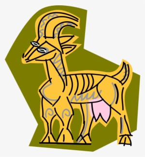 Vector Illustration Of Domesticated Billy Goat With #3594772