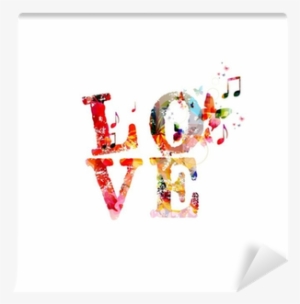 Colorful Vector Love Background With Butterflies Wall - Vector Graphics #3595528