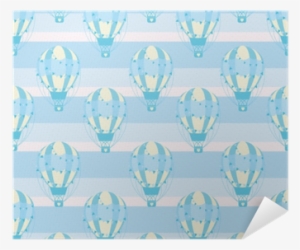 Baby Shower Seamless Pattern With Cute Blue Hot Air - Wallpaper #3598458