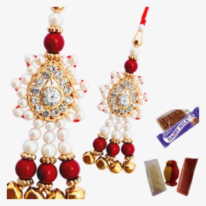 Marvelous Lumba Rakhi Made Of Diamond Pearl Stone - Rakhi Lumba #360574