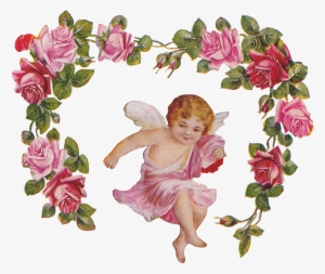 Cherub Angel Roses Vintage Transparent Png #361698