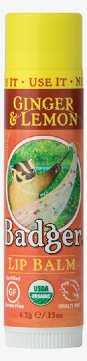 Ginger & Lemon Organic Lip Balm By Badger - Badger Burt's Bees Lip Shimmer Plum -- 0.09 Oz (pack #364151
