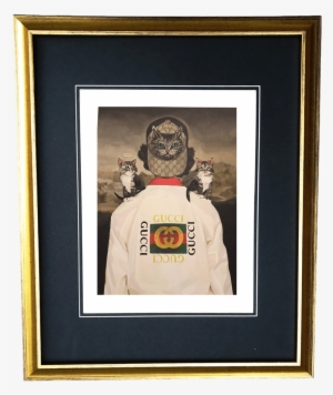 Vintage Gold Frame Gucci Kitten Angel Cat Devil Hat - Gucci Painting In Frame #364586 Vintage Gold Frame Gucci Kitten Angel Cat Devil Hat - Gucci Painting In Frame #364586