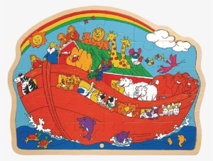 Noah's Ark Shaped Tray Puzzle - Fun Jigsaw Wooden Puzzle Noahs Ark Design - Suitable #3601313