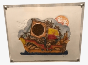 Signed Mixed Media Noah's Ark Lucite Floating Frame #3601314
