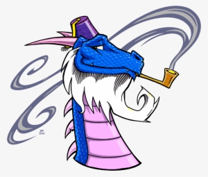 Blue And Pink Dragon With A White Beard, Wearing A - Dragon With A Beard #3607884