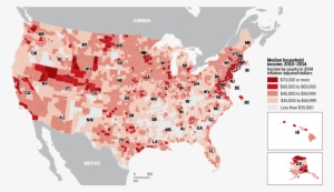 Map Showing Income By County Across The United States - Map #3609429