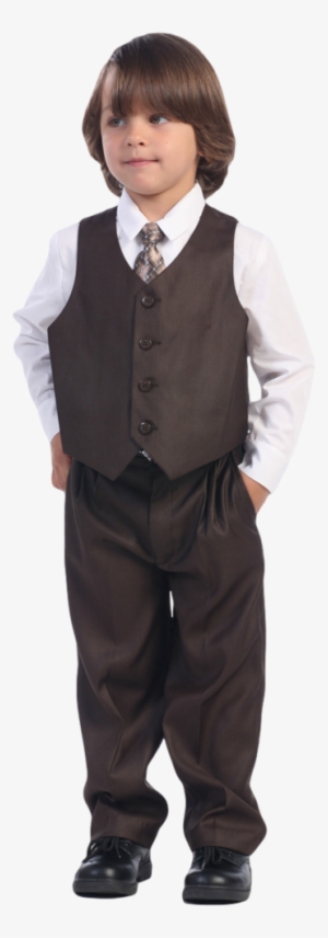 Chocolate Brown Single Breasted Dress Suit 5 Piece - Grembiule Alto Con Pettorina Nero #3613913