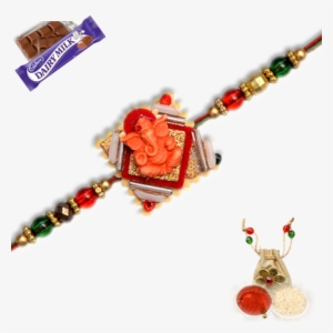 Divine Ganeshji Rakhi With Zardosi Work - Cadbury Cadbury Fairtrade Dairy Milk 45g #3613940