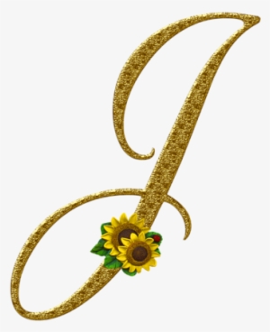 Ꭿϧc ‿✿⁀ Girasoles, Oro, Letras, Letra J, #3620075