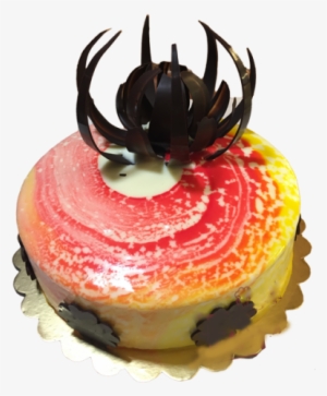 Yellow Red Chocolate Garnish Cake - Cake Chocolate Garnish #3622708