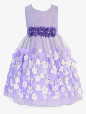 Tulle & Lavender Satin Baby Girl Dress W 3d Flowers #3623203