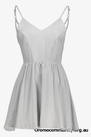 Gray Strappy Fit And Flare Dress Vl50zo8782 - Strappy Grey Skater Dress #3623599