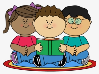 Image Of School Children Reading Clipart - Reading Class Clip Art #3627900
