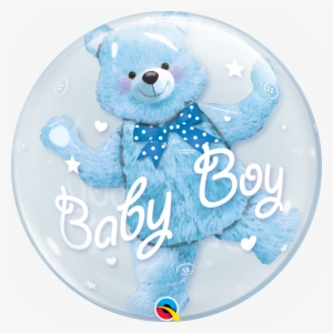 Baby Blue Teddy Bear Bubble Balloon - Double Bubble Bear Balloon #3628828