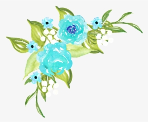 Hand Painted Blue Flowers And Plants - Portable Network Graphics #3632666