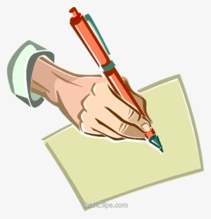 Hand Holding A Pen Royalty Free Vector Clip Art Illustration - Sign In Sheet Clip Art #3632720