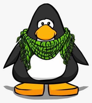 Green Zebra Scarf From A Player Card - Club Penguin With Scarf #3635932