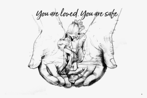 Girl In Hands Png Revised With Text - Line Art #3639339