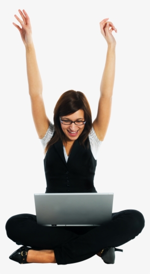 Photo Of Woman Celebrating With Laptop - Sitting #3642749