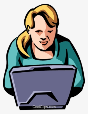 Woman Working On A Laptop Royalty Free Vector Clip #3643067