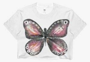 Burgandy Butterfly Ladies Edgy Crop Top - Brush-footed Butterfly #3644041