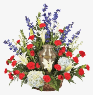 Patriotic Remembrance Basket With Custom - Garden Roses #3645856