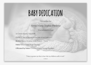 Baby Dedication Certificate With Baby Feet In Blanket - Dedication #3646180