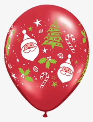 11" Santa & Christmas Tree Latex Balloons X - Christmas Balloon Png #3647554