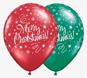 11'' Christmas Message And Swirl Pattern On Red And - Qualatex 11 Inch Latex Balloon - Christmas Festive #3647902