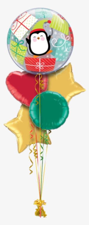 Penguin Christmas Bubble Christmas Balloon - Penguins & Presents Bubble Balloon #3648232